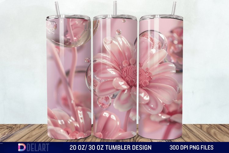 3D Pink Bubble Flowers Tumbler Wrap example image 1