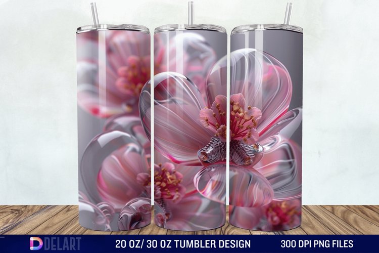 3D Pink Bubble Flowers Tumbler Wrap example image 1