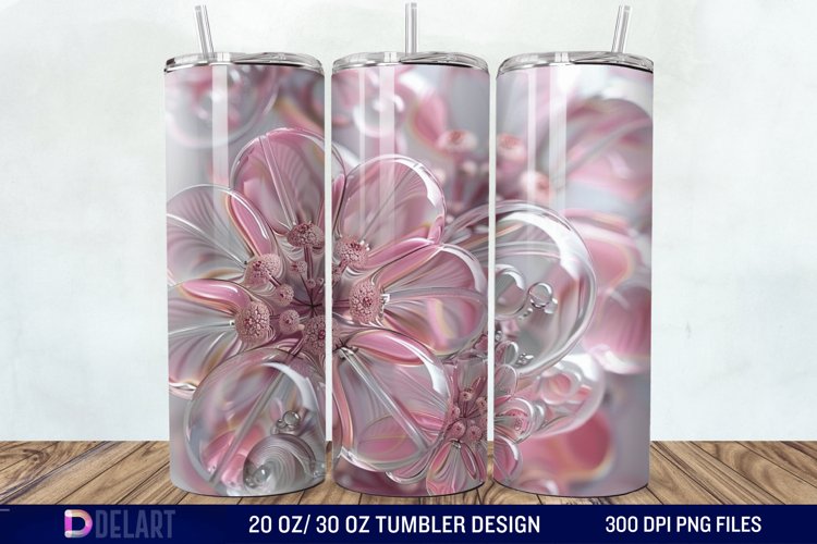 3D Pink Bubble Flowers Tumbler Wrap example image 1
