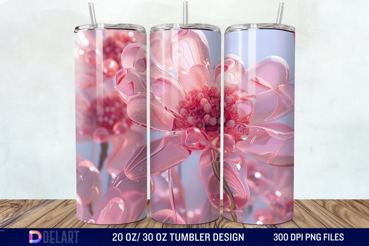 3D Pink Bubble Flowers Tumbler Wrap example image 1