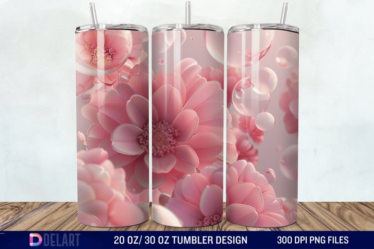 3D Pink Bubble Flowers Tumbler Wrap example image 1