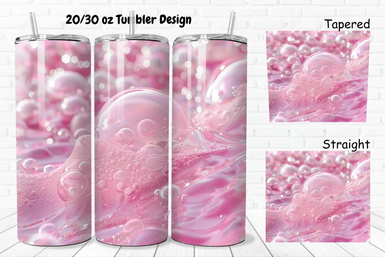3D Pink Bubbles Water 20/30oz Skinny Tumbler