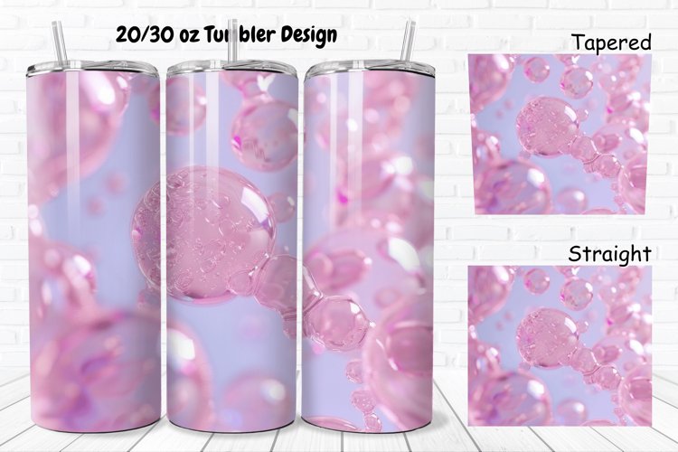 3D Pink Bubbles Water 20/30oz Skinny Tumbler example image 1
