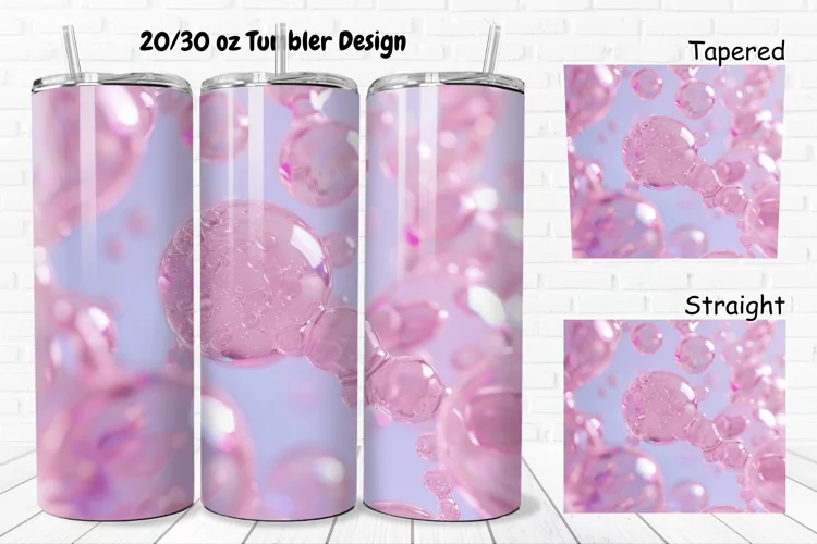 3D Pink Bubbles Water 20/30oz Skinny Tumbler