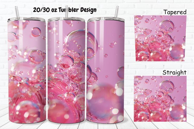 3D Pink Bubbles Water 20/30oz Skinny Tumbler example image 1