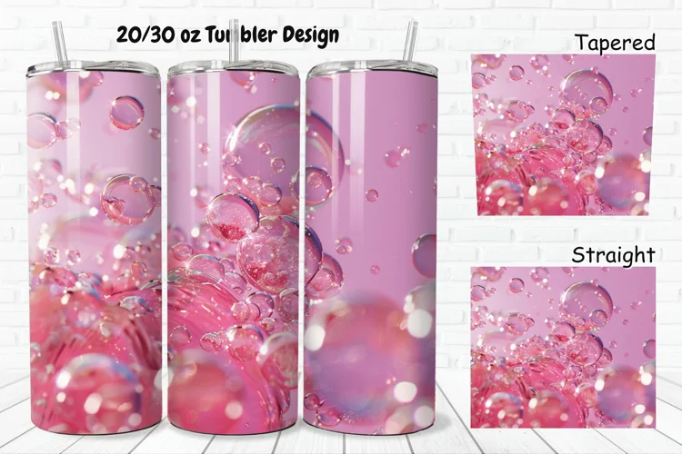 3D Pink Bubbles Water 20/30oz Skinny Tumbler