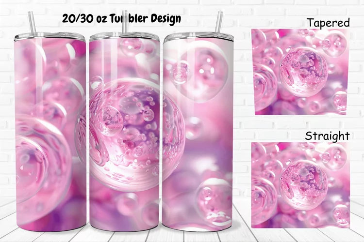 3D Pink Bubbles Water 20/30oz Skinny Tumbler