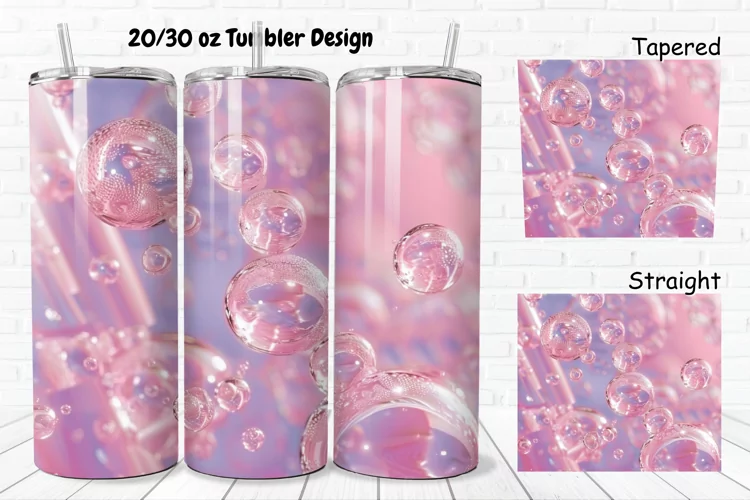 3D Pink Bubbles Water 20/30oz Skinny Tumbler