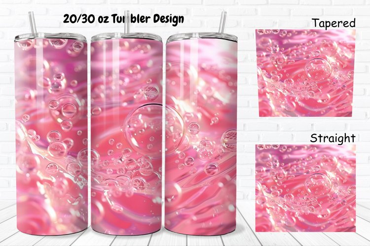 3D Pink Bubbles Water 20/30oz Skinny Tumbler example image 1
