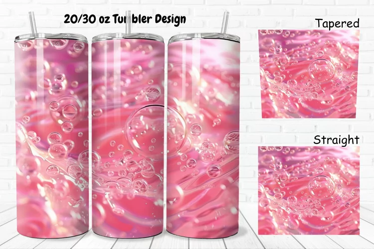3D Pink Bubbles Water 20/30oz Skinny Tumbler