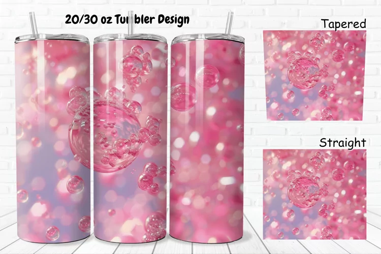 3D Pink Bubbles Water 20/30oz Skinny Tumbler
