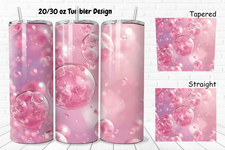 3D Pink Bubbles Water 20/30oz Skinny Tumbler