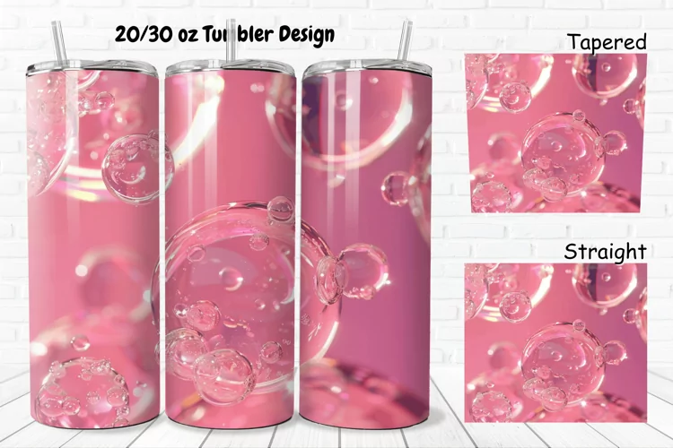 3D Pink Bubbles Water 20/30oz Skinny Tumbler