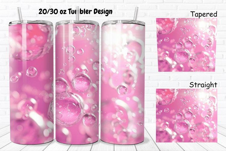 3D Pink Bubbles Water 20/30oz Skinny Tumbler example image 1