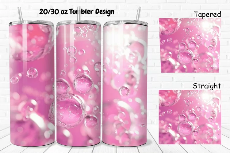 3D Pink Bubbles Water 20/30oz Skinny Tumbler