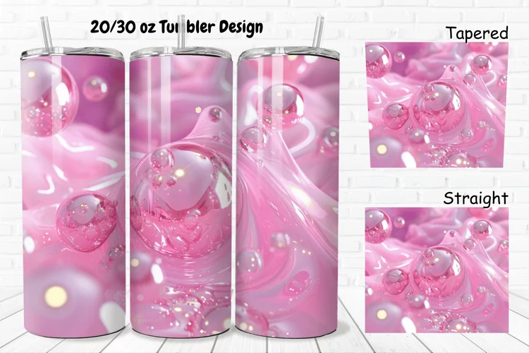 3D Pink Bubbles Water 20/30oz Skinny Tumbler