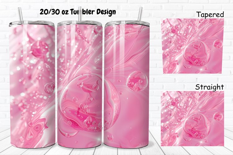 3D Pink Bubbles Water 20/30oz Skinny Tumbler example image 1