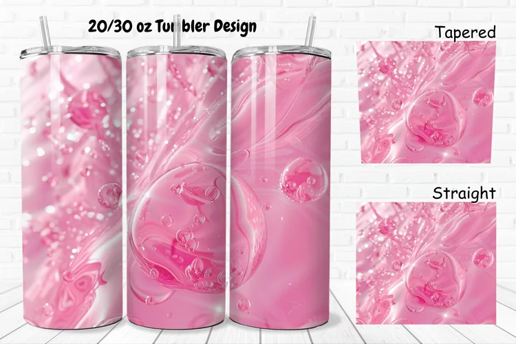 3D Pink Bubbles Water 20/30oz Skinny Tumbler