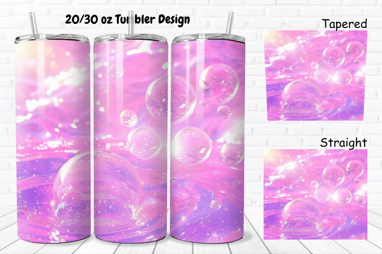 3D Pink Bubbles Water 20/30oz Skinny Tumbler example image 1