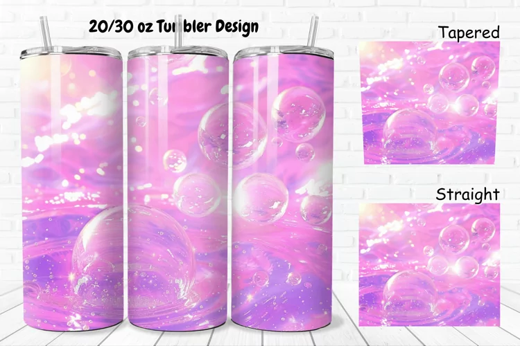 3D Pink Bubbles Water 20/30oz Skinny Tumbler