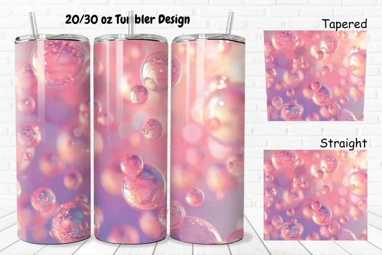 3D Pink Bubbles Water 20/30oz Skinny Tumbler