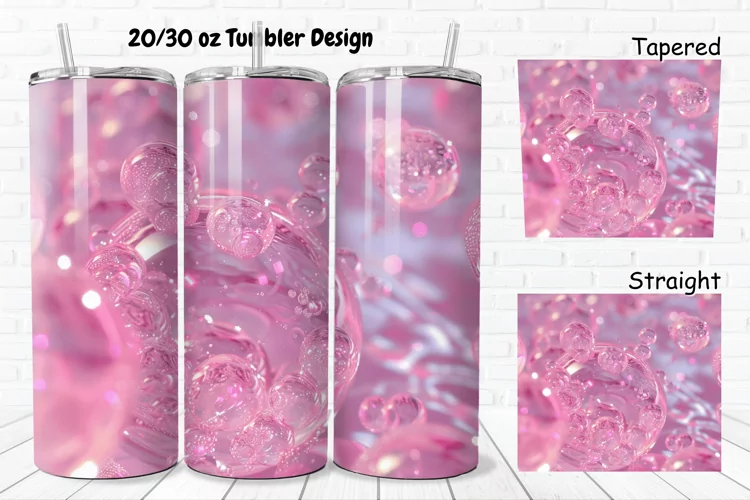 3D Pink Bubbles Water 20/30oz Skinny Tumbler