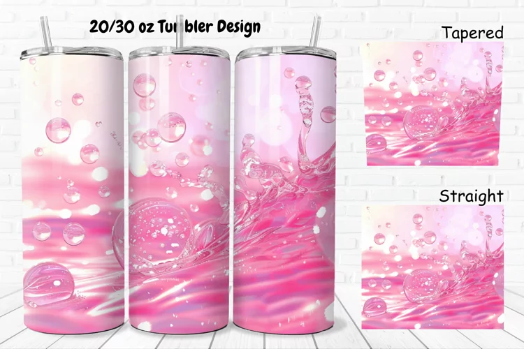 3D Pink Bubbles Water 20/30oz Skinny Tumbler