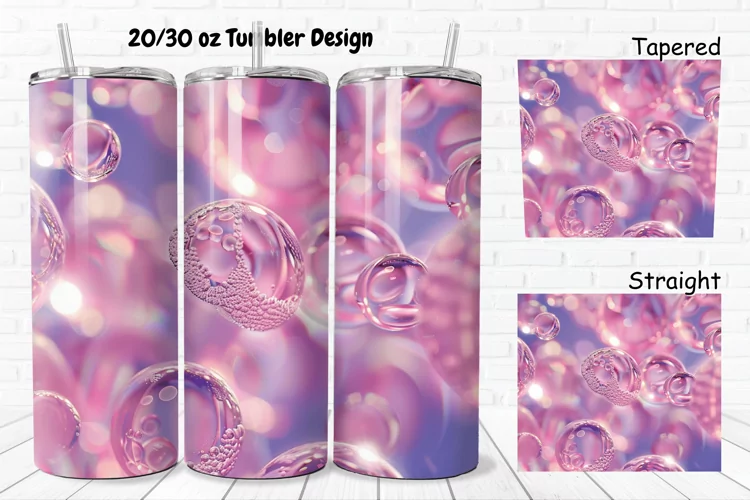 3D Pink Bubbles Water 20/30oz Skinny Tumbler
