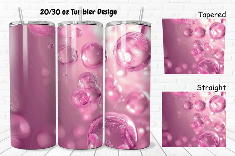 3D Pink Bubbles Water 20/30oz Skinny Tumbler