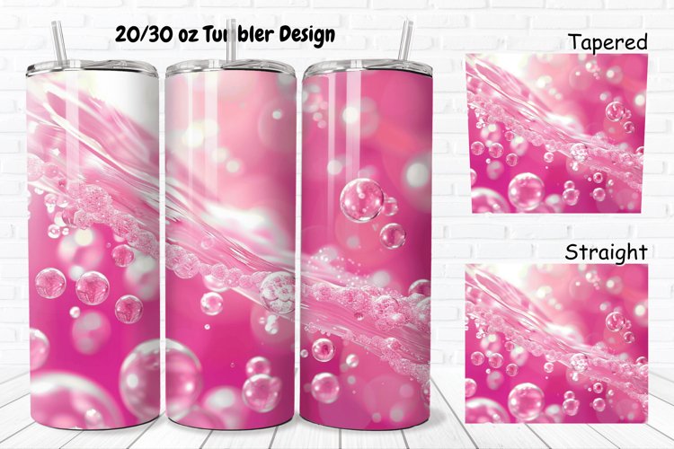 3D Pink Bubbles Water 20/30oz Skinny Tumbler example image 1