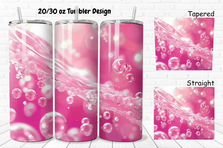 3D Pink Bubbles Water 20/30oz Skinny Tumbler