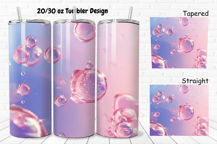 3D Pink Bubbles Water 20/30oz Skinny Tumbler