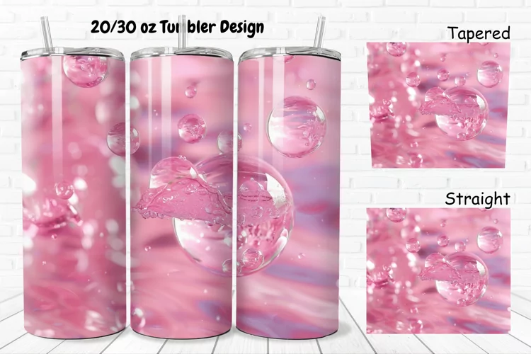3D Pink Bubbles Water 20/30oz Skinny Tumbler