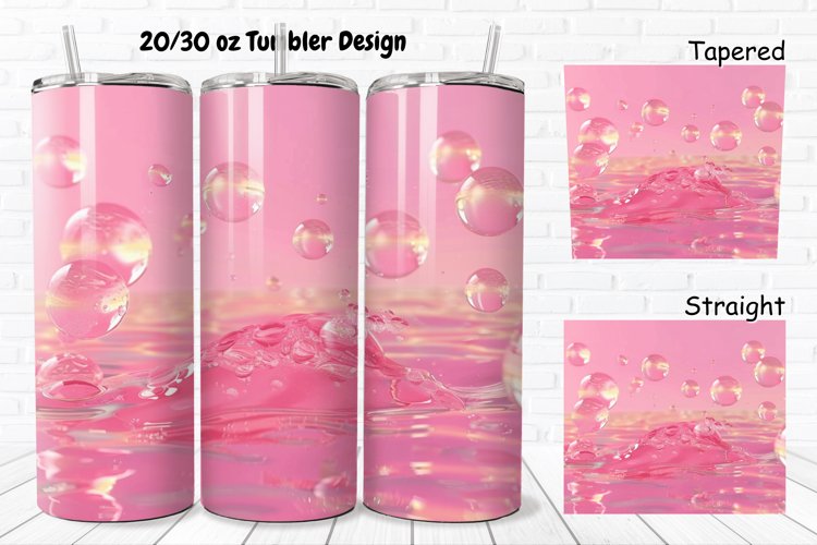 3D Pink Bubbles Water 20/30oz Skinny Tumbler example image 1