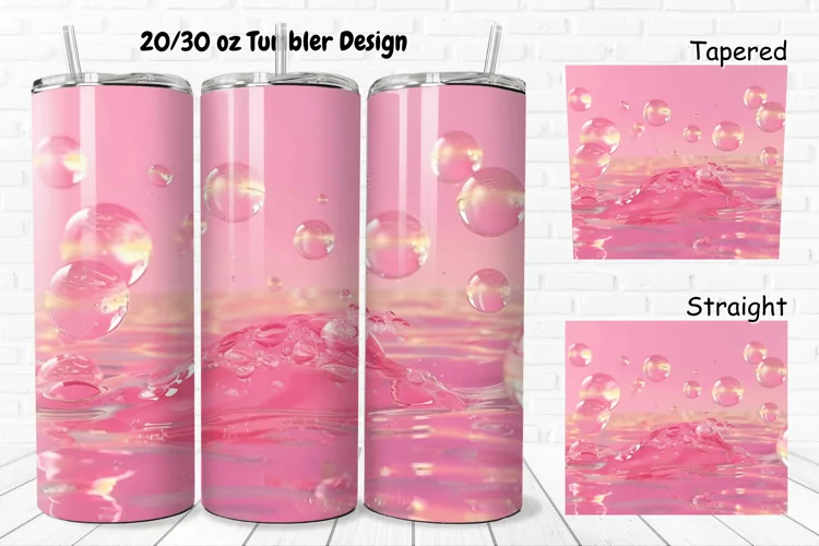 3D Pink Bubbles Water 20/30oz Skinny Tumbler