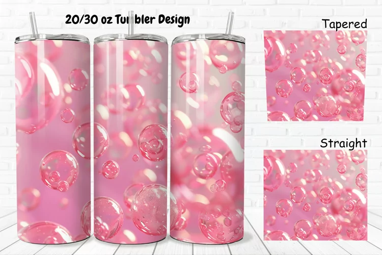 3D Pink Bubbles Water 20/30oz Skinny Tumbler