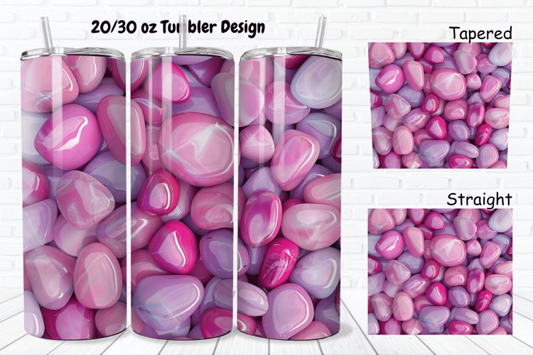 3D Pink Color Stones 20/30oz Skinny Tumbler