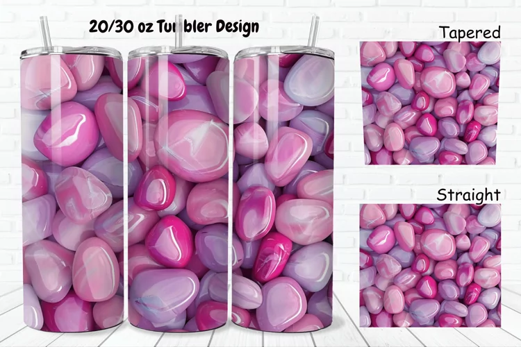 3D Pink Color Stones 20/30oz Skinny Tumbler