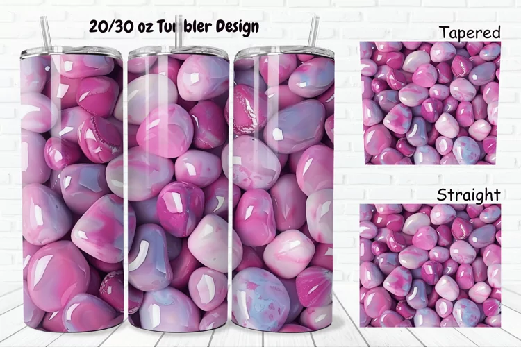 3D Pink Color Stones 20/30oz Skinny Tumbler