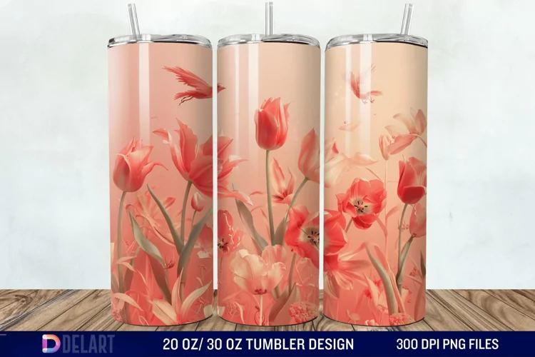 3D Flower Tumbler Wrap