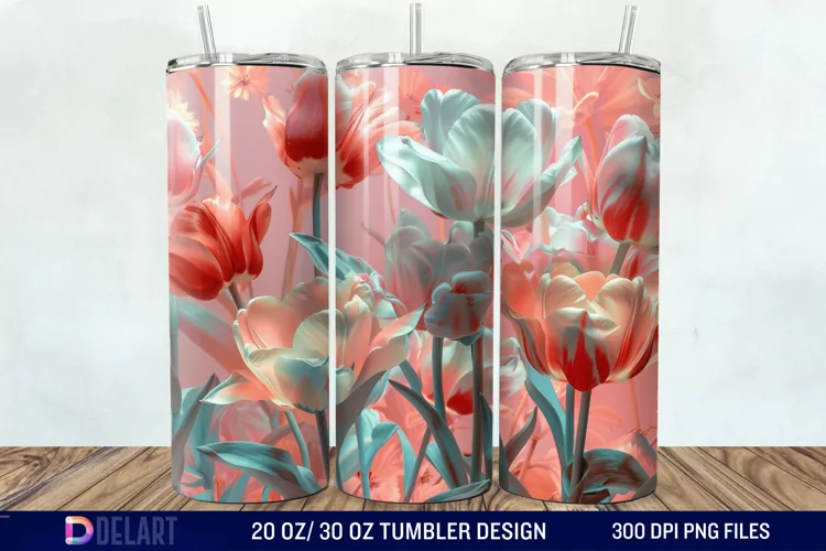3D Flower Tumbler Wrap