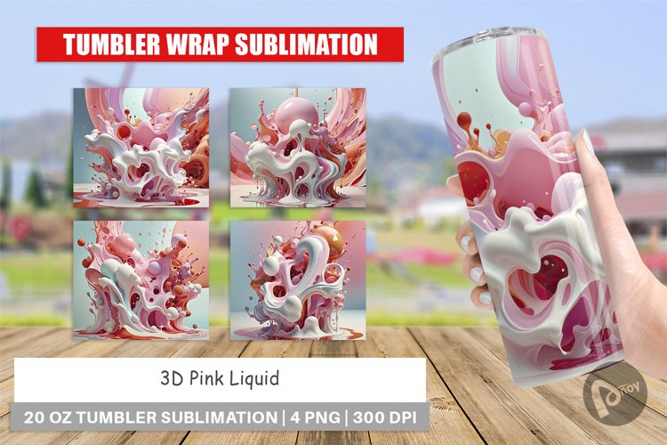 Tumbler Wrap 3D Pink Liquid