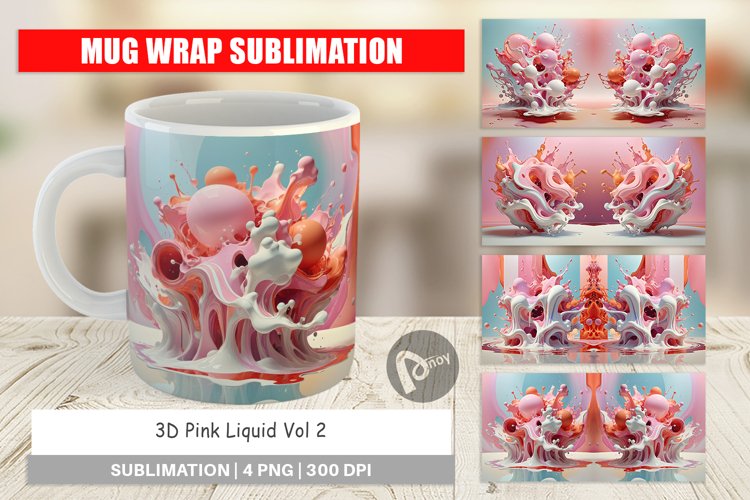 Mug Wrap Design 3D Pink Liquid