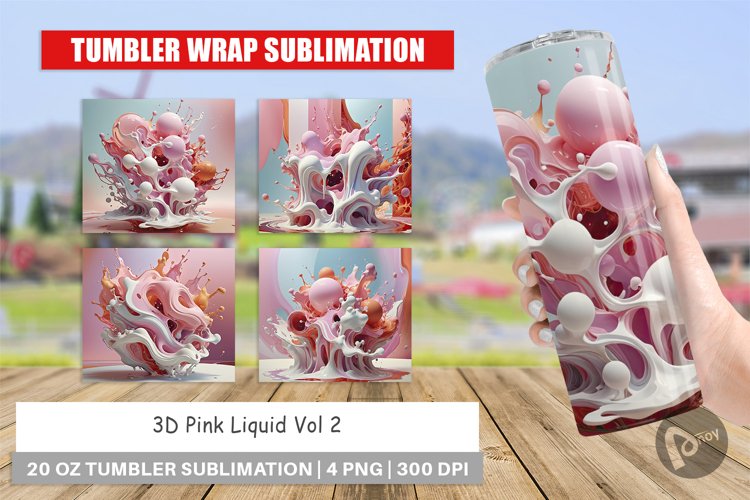 Tumbler Wrap 3D Pink Liquid