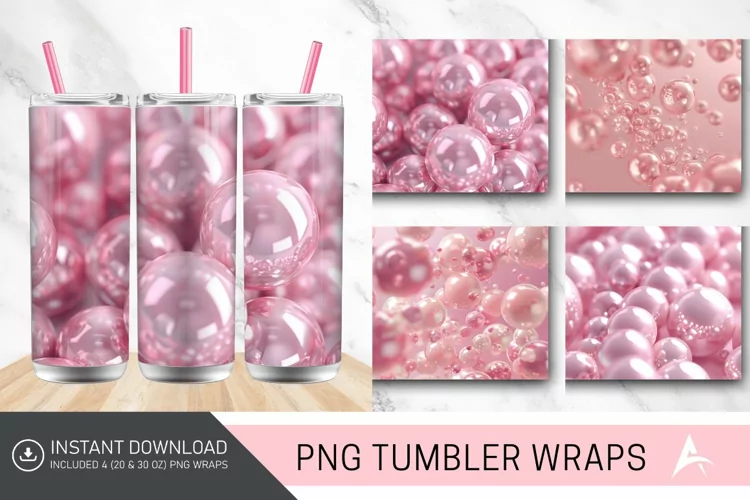3D Pink Pearls Tumbler Wrap