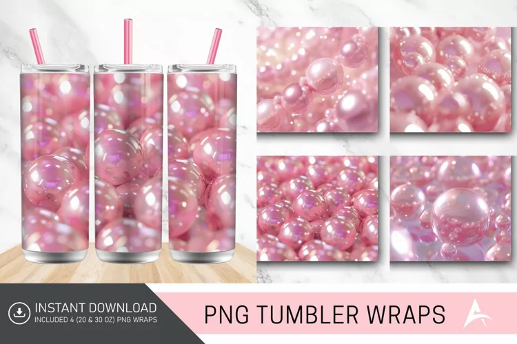 3D Pink Pearls Tumbler Wrap
