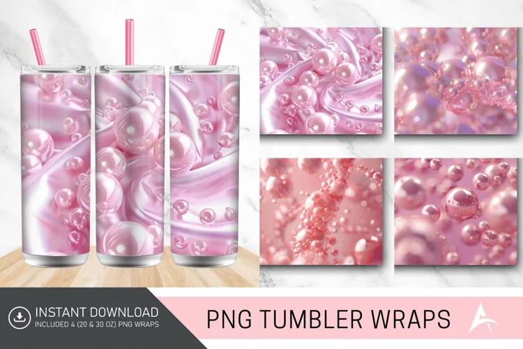3D Pink Pearls Tumbler Wrap