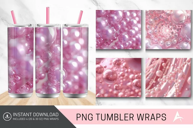 3D Pink Pearls Tumbler Wrap