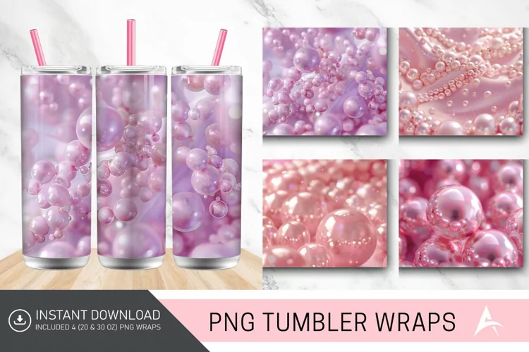 3D Pink Pearls Tumbler Wrap