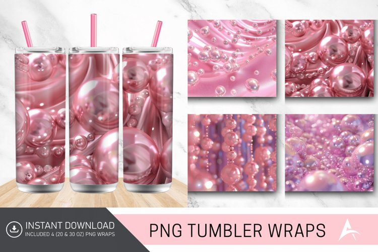 3D Pink Pearls Tumbler Wrap example image 1